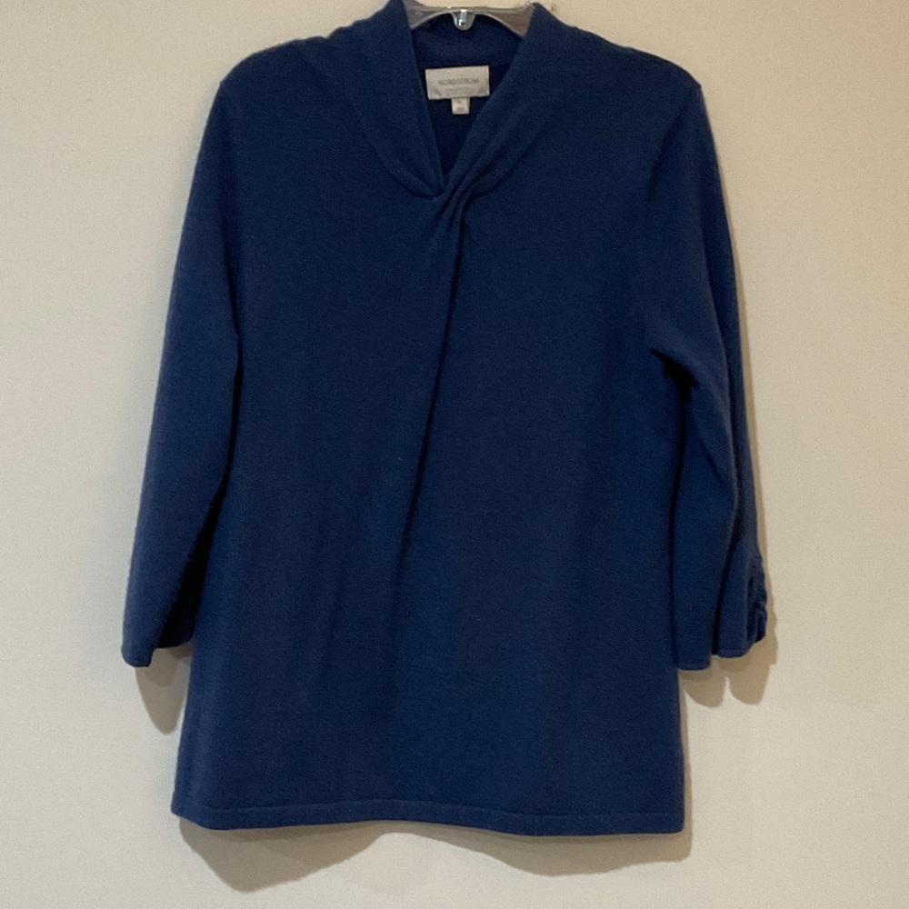 Nordstrom Cashmere Blue 3/4 Quarter Sleeve Sweater size XL